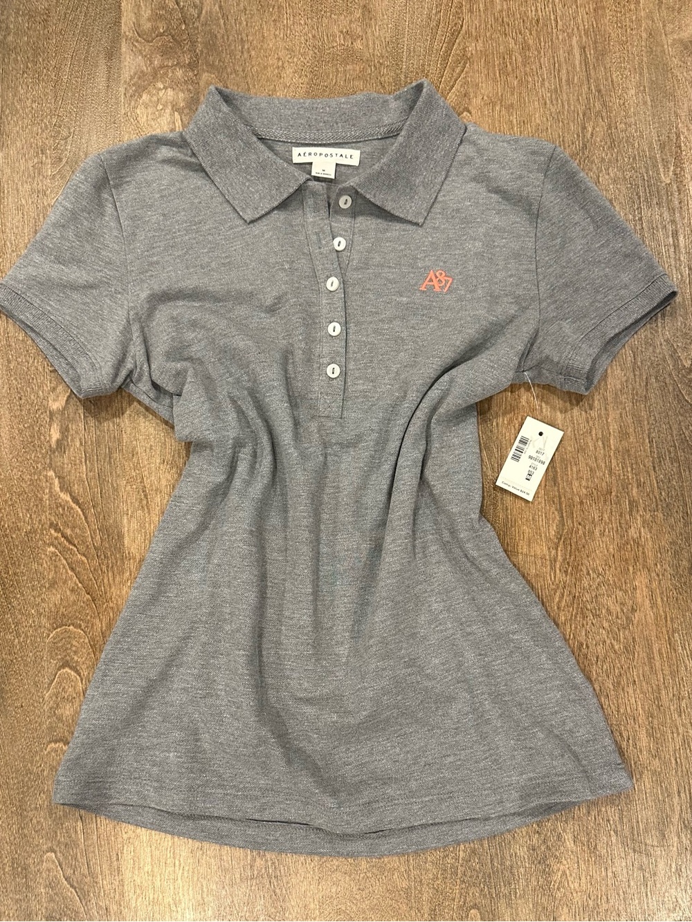 Aeropostale Women’s Heather Gray Polo Shirt w/Pink Logo